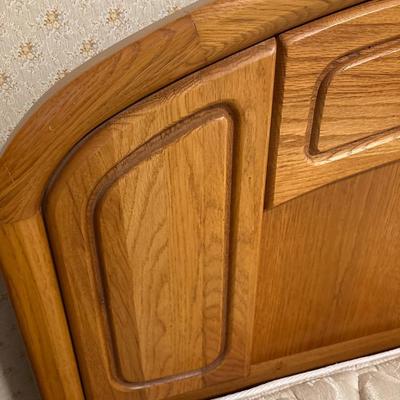 Solid oak Queen headboard & mattress set