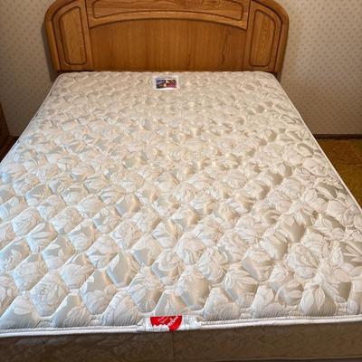 Solid oak Queen headboard & mattress set