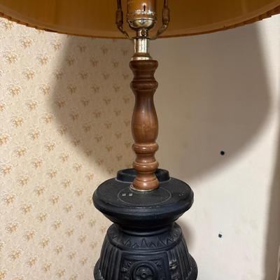 Vintage pot belly stove lamp