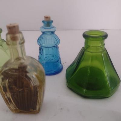 Collection of Miniature Color Glass Bottles