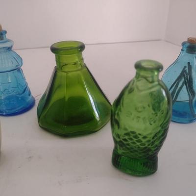 Collection of Miniature Color Glass Bottles