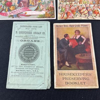 -123- EPHEMERA | Vintage Piano Cards, Booklet, & Advertisement