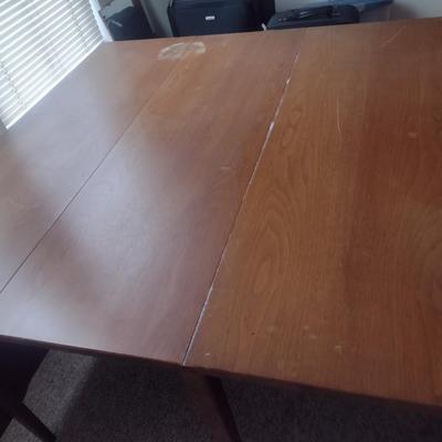 Vintage Solid Wood Gateleg Drop Leaf Harvest Table