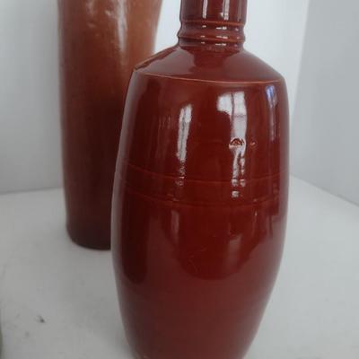 Set of Three Vintage Hand Thrown Pottery Jars and Bottles