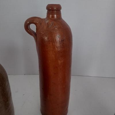 Set of Three Vintage Hand Thrown Pottery Jars and Bottles