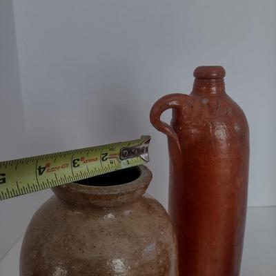 Set of Three Vintage Hand Thrown Pottery Jars and Bottles