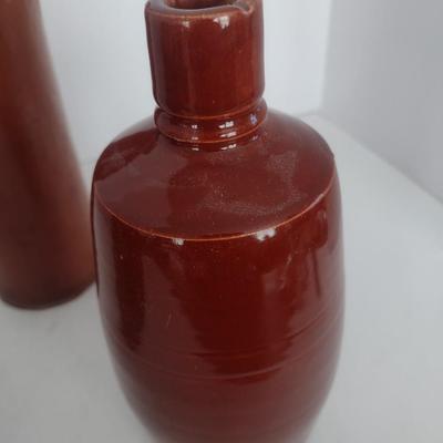 Set of Three Vintage Hand Thrown Pottery Jars and Bottles