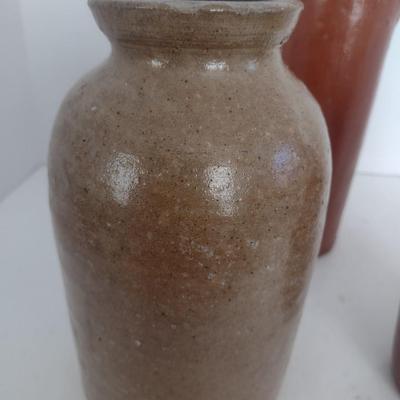 Set of Three Vintage Hand Thrown Pottery Jars and Bottles