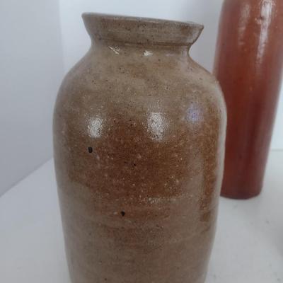 Set of Three Vintage Hand Thrown Pottery Jars and Bottles