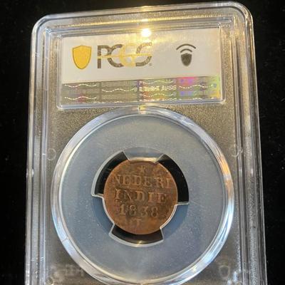 PCGS Slabbed 1838 "Boston Tea Party" Netherlands East Indies Duit