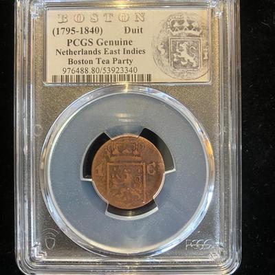 PCGS Slabbed 1838 "Boston Tea Party" Netherlands East Indies Duit