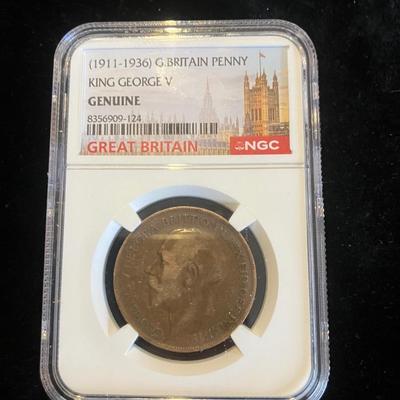 1921 King George V British Penny – NGC Genuine Big Ben Slab – Classic UK Coin