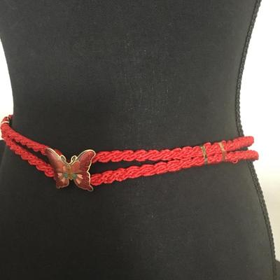 Vintage Cloisonné butterfly waist belt, stretchy material