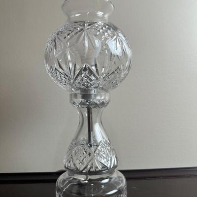 Cut Glass Table Lamp with Removable Hurricane Shade