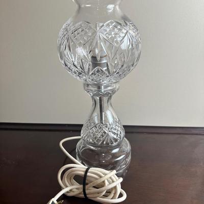 Cut Glass Table Lamp with Removable Hurricane Shade