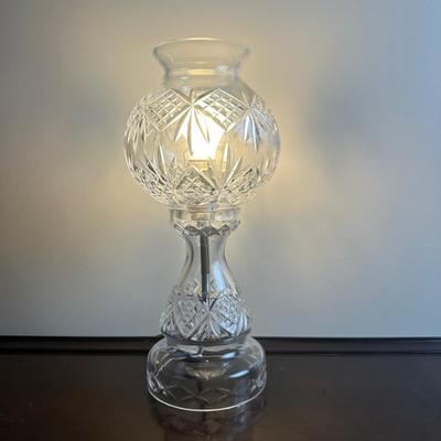 Cut Glass Table Lamp with Removable Hurricane Shade