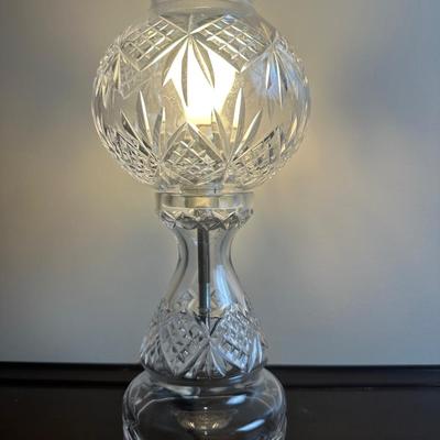 Cut Glass Table Lamp with Removable Hurricane Shade
