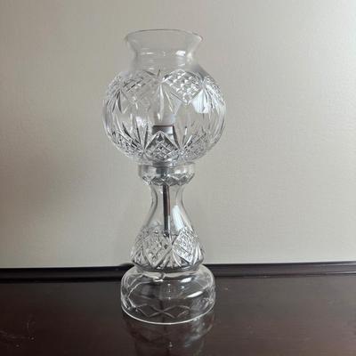 Cut Glass Table Lamp with Removable Hurricane Shade