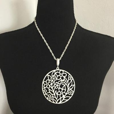 Vintage white enamel statement necklace