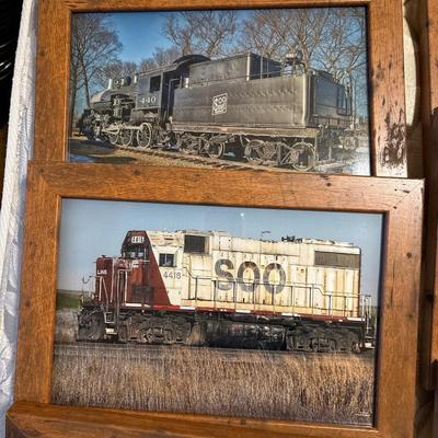 Framed train pictures