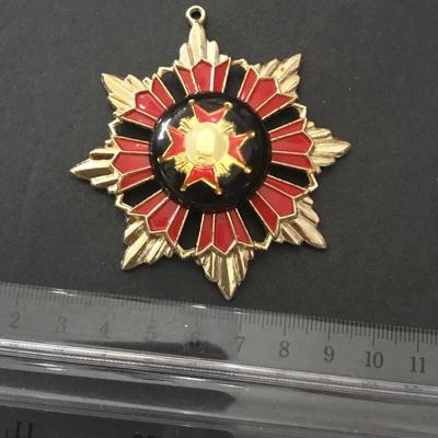 50s 60s vintage Heraldic pendant Maltese cross, under clear, acrylic, domed centerpiece