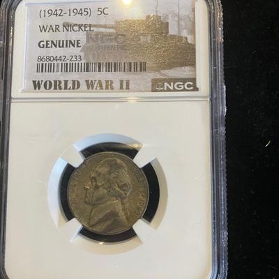 1943-S War Nickel – NGC Genuine 'WORLD WAR II' Tank Slab – Real Silver WWII History Coin!