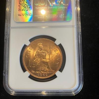 1962 Queen Elizabeth II British Penny – NGC Genuine Big Ben Slab