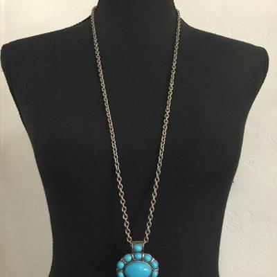 Vintage, silver, toned, faux, stone statement, necklace