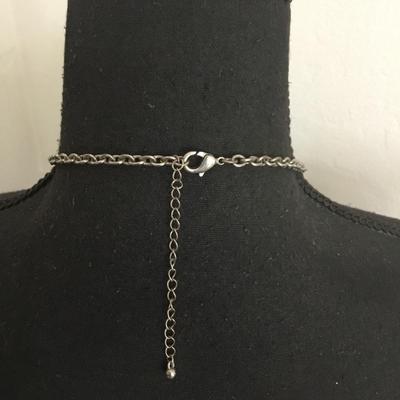 Vintage, silver, toned, faux, stone statement, necklace