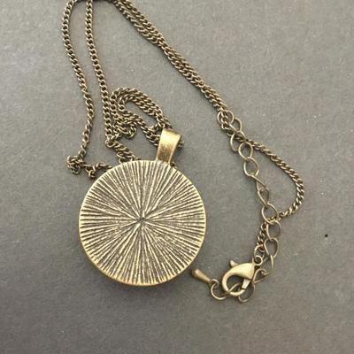 Cute bronze, stoned Jesus in coffee, pendant necklace