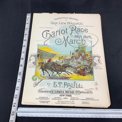 -147- E.T. PAULL | Chariot Race Or Ben Hur March | By E.T. Paull | Sheet Music | Damaged