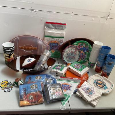 639 Large lot of Vintage SUPER BOWL Party Supplies