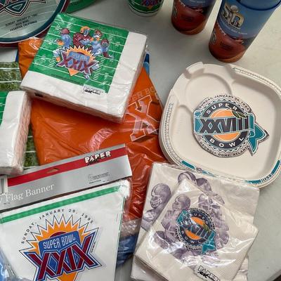 639 Large lot of Vintage SUPER BOWL Party Supplies