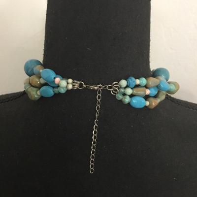 Beautiful faux stone multi strand collar necklace