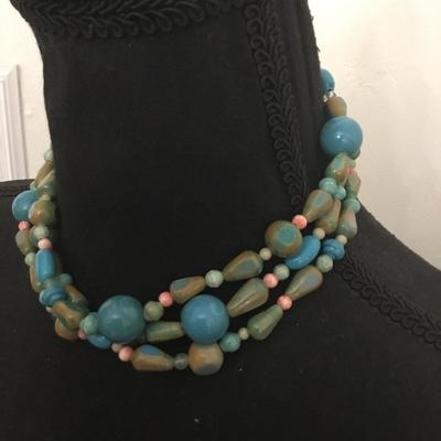 Beautiful faux stone multi strand collar necklace