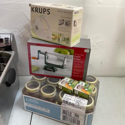 651 Delonghi Fryer, Krups Opener, Apple Peeler with Jars