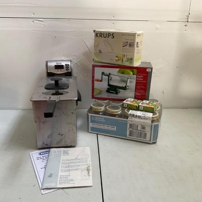 651 Delonghi Fryer, Krups Opener, Apple Peeler with Jars