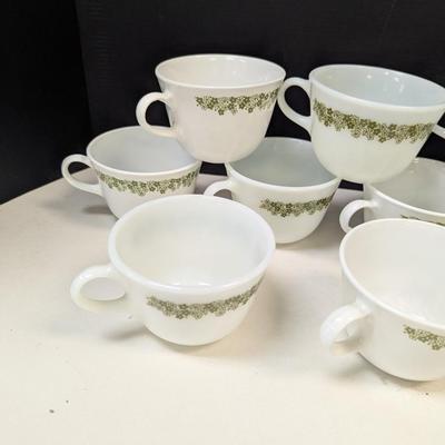 Vintage Pyrex Cups Crazy Daisy Green Floral Coffee Cups Set Of 13