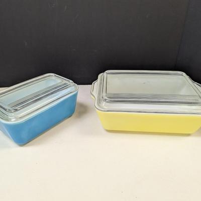 Vintage Pyrex Lemon Yellow Refrigerator Dish w/ Clear Ribbed Lid