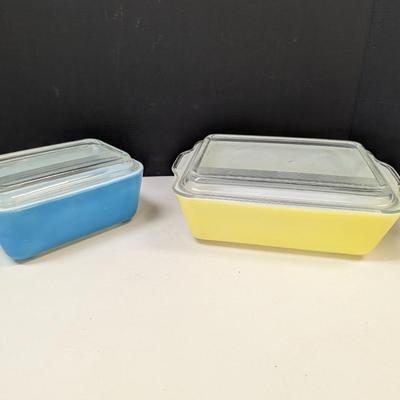 Vintage Pyrex Lemon Yellow Refrigerator Dish w/ Clear Ribbed Lid