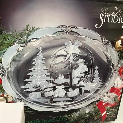 700 Large Lot of Glass Christmas Serving Pieces