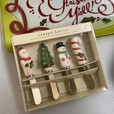 700 Large Lot of Glass Christmas Serving Pieces