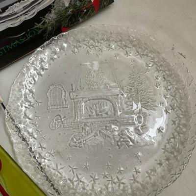 700 Large Lot of Glass Christmas Serving Pieces