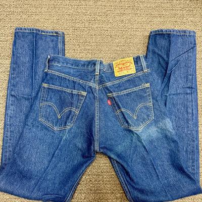 Sale Photo Thumbnail #410: Pre-washed to a slightly faded medium blue color.  Good condition.