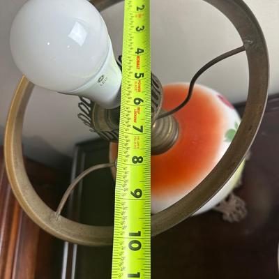 Hand-Painted Glass Banquet Lamp with Milk Glass Shade