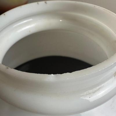 Hand-Painted Glass Banquet Lamp with Milk Glass Shade