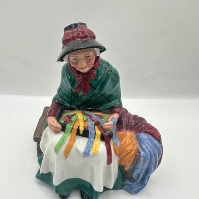 Pair of Royal Doulton Figurines – Seated Woman Sewing & Woman with Patchwork Quilt