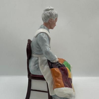 Pair of Royal Doulton Figurines – Seated Woman Sewing & Woman with Patchwork Quilt