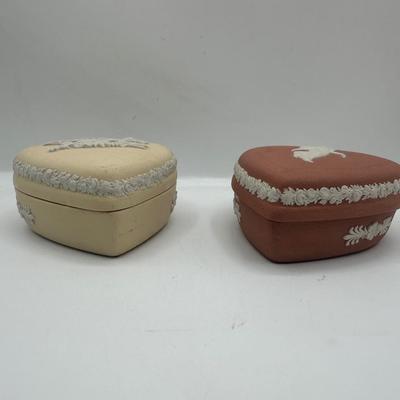 Two Wedgwood Heart-Shaped Trinket Boxes