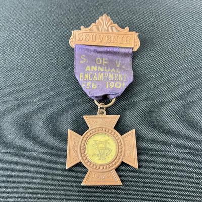 -185- MEDAL | Souvenir S. Of V. Annual Encampment Feb. 1901